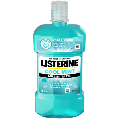 Listerine Cool Mint Milder Taste Zero Alcohol Fluoride Mouthwash (250 ml)