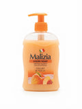 Malizia Yogurt and Peach liquid soap with orange pump