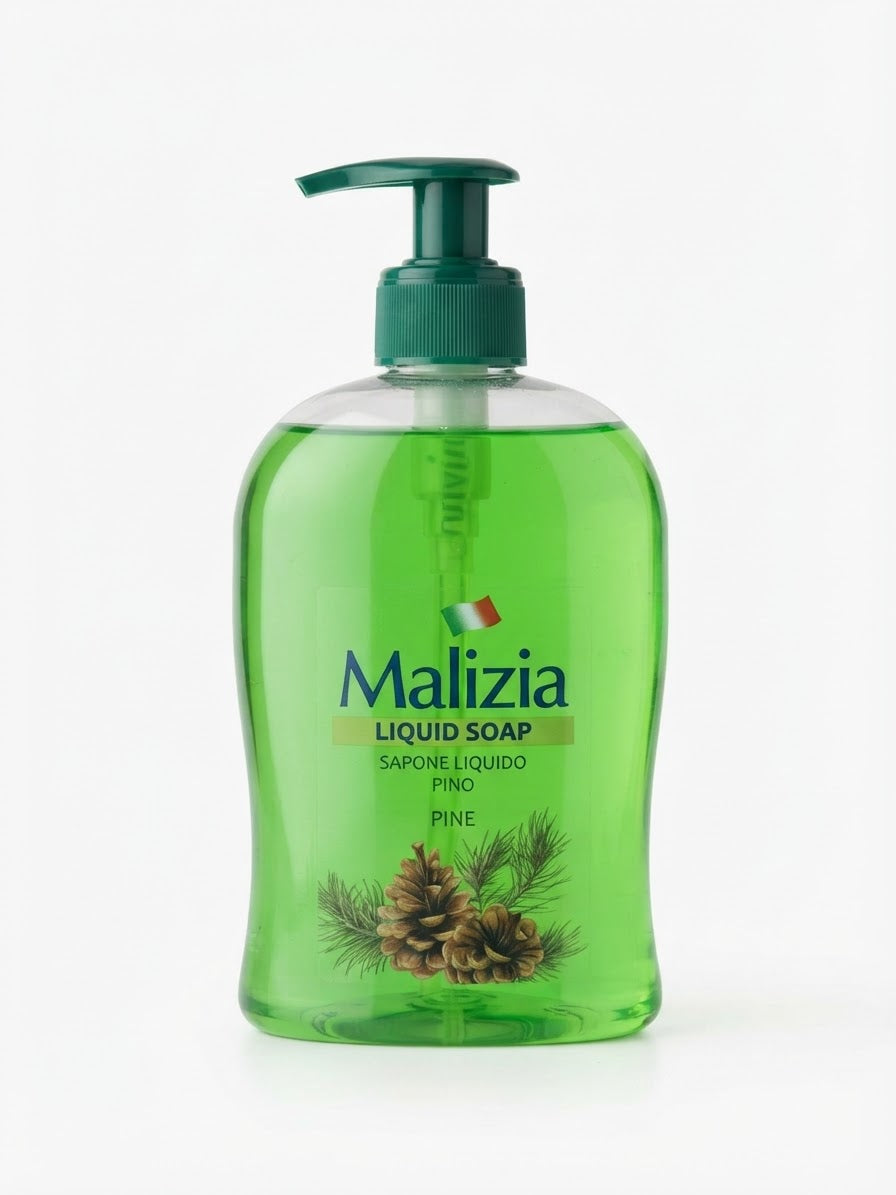 Malizia Pine liquid soap green pump bottle