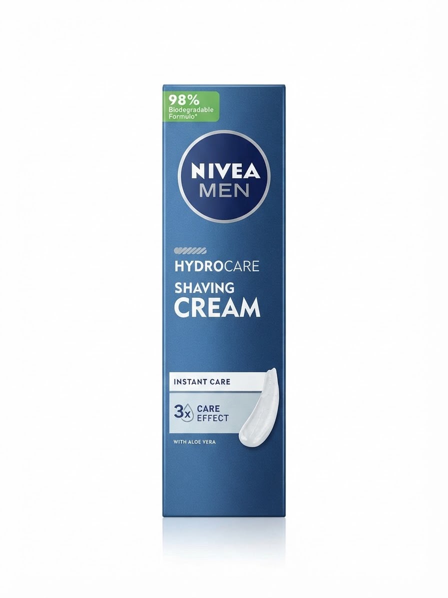 Nivea Men Hydrocare shaving cream box with aloe vera