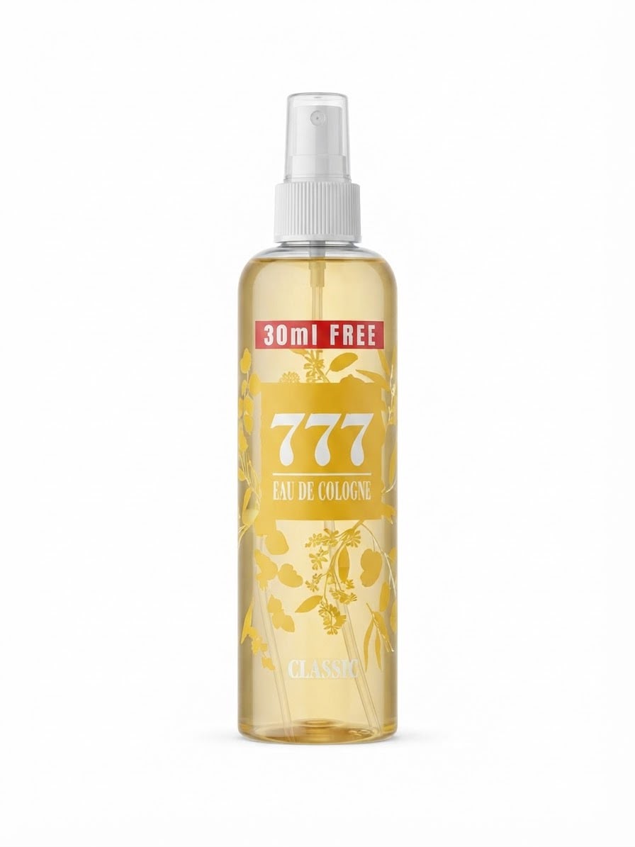 777 Eau de Cologne golden bottle with spray top