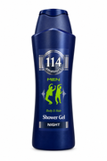 Amatoury 114 Men Night navy-blue body and hair shower gel bottle with green silhouettes on white background