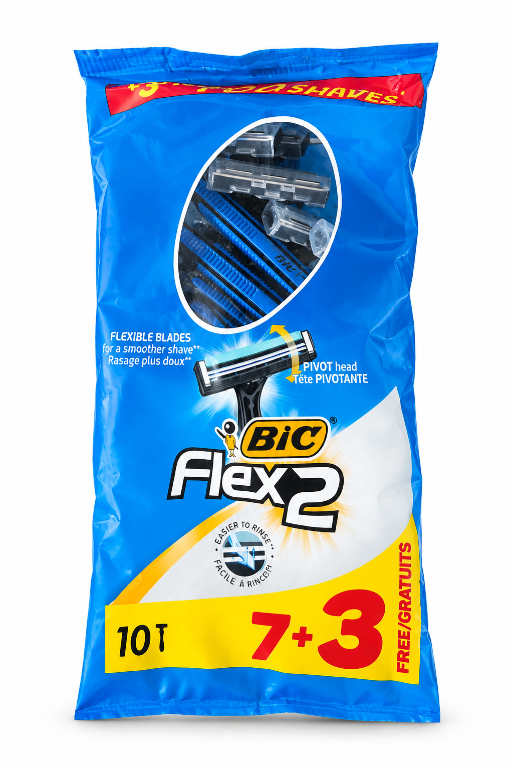BIC Flex 2 7+3 disposable razor pack on a white background
