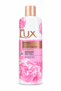 Lux Soft Rose body wash white bottle with pink rose artwork and rose-gold cap on a white background