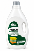 Ibiza Pro Laundry Green Power 3 L white handled detergent bottle with green label on white background