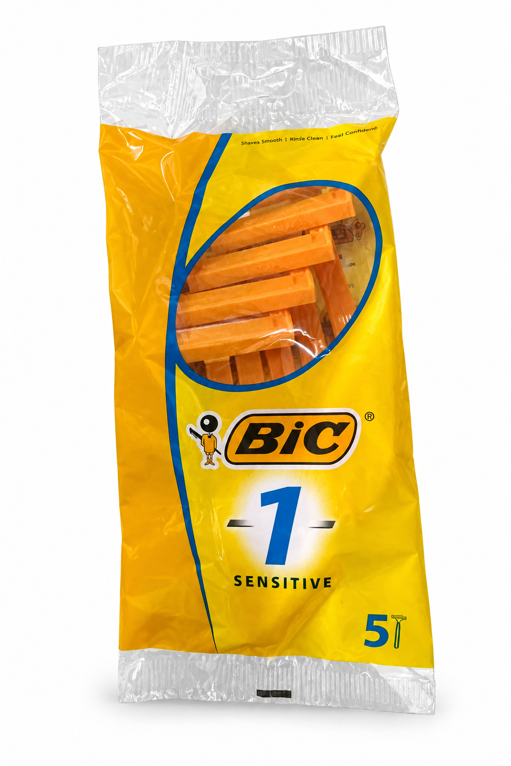 BIC 1 Sensitive razors, five-pack on a white background