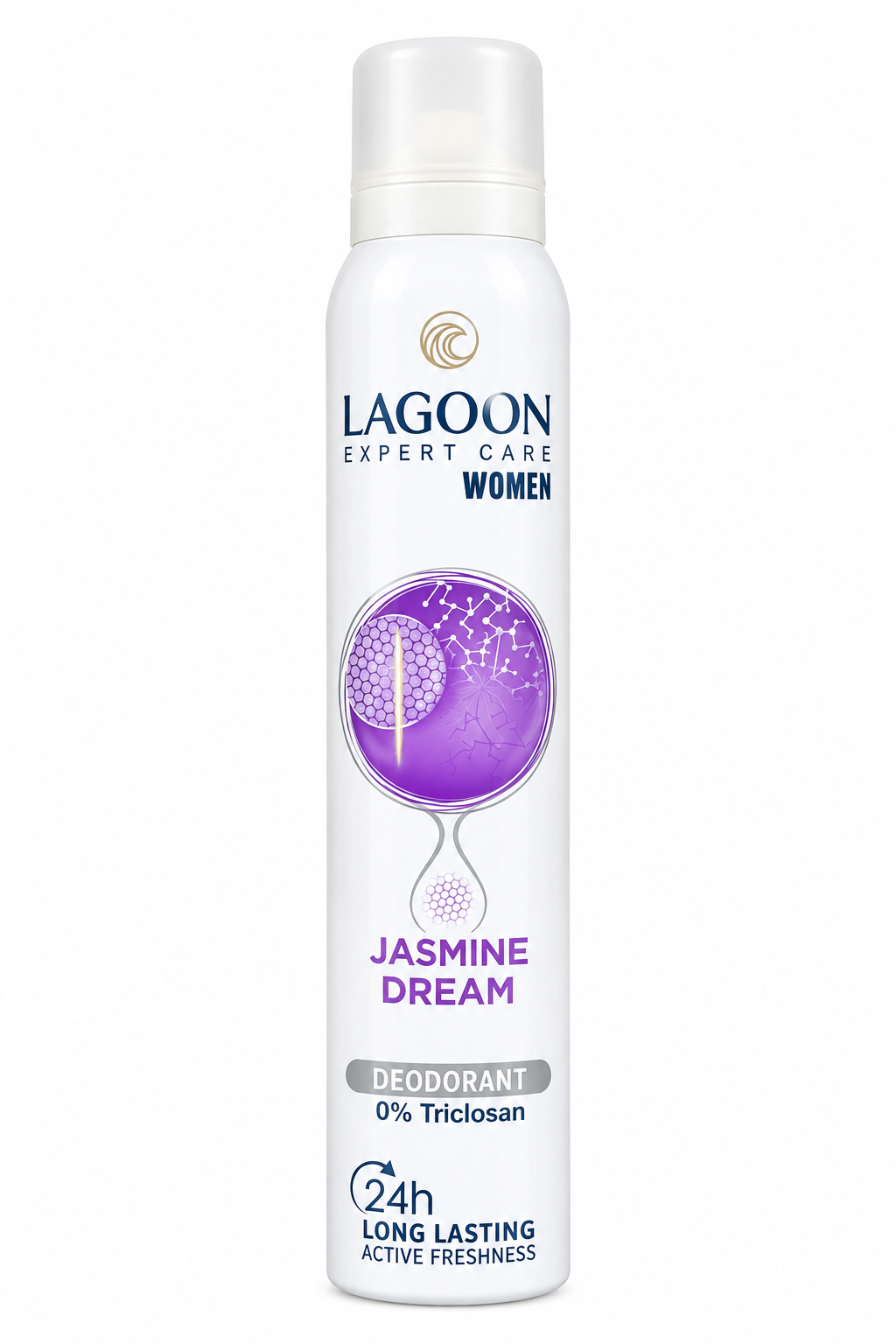 White Lagoon Expert Care Women Jasmine Dream deodorant spray can on a white background