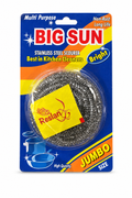 Big Sun Jumbo stainless steel scourer in blue blister packaging with yellow Reslan sticker on white background