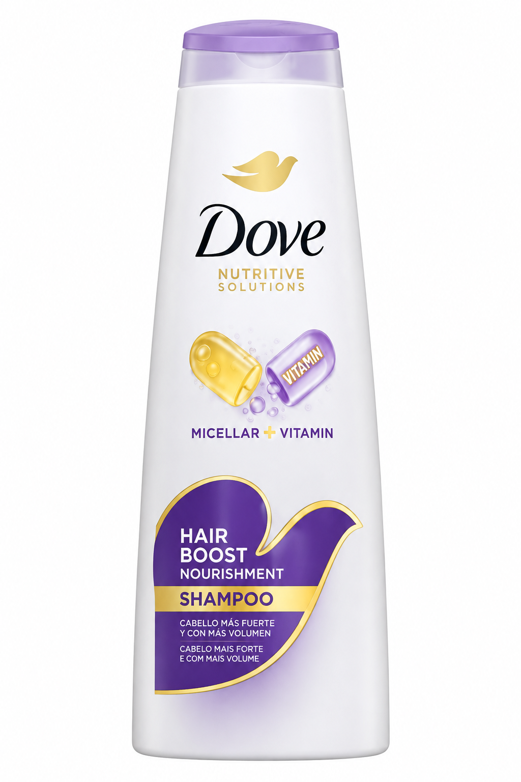 Dove Hair Boost Nourishment shampoo on white background