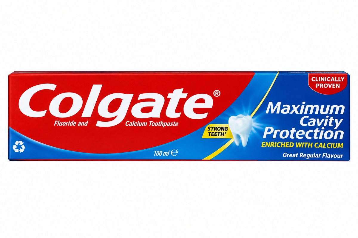 Colgate Maximum Cavity Protection 100 ml carton on white background