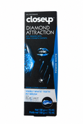 Closeup Diamond Attraction Power White toothpaste on a white background