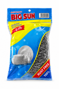 Big Sun stainless steel scourer in blue-and-yellow pouch packaging with cookware artwork on white background