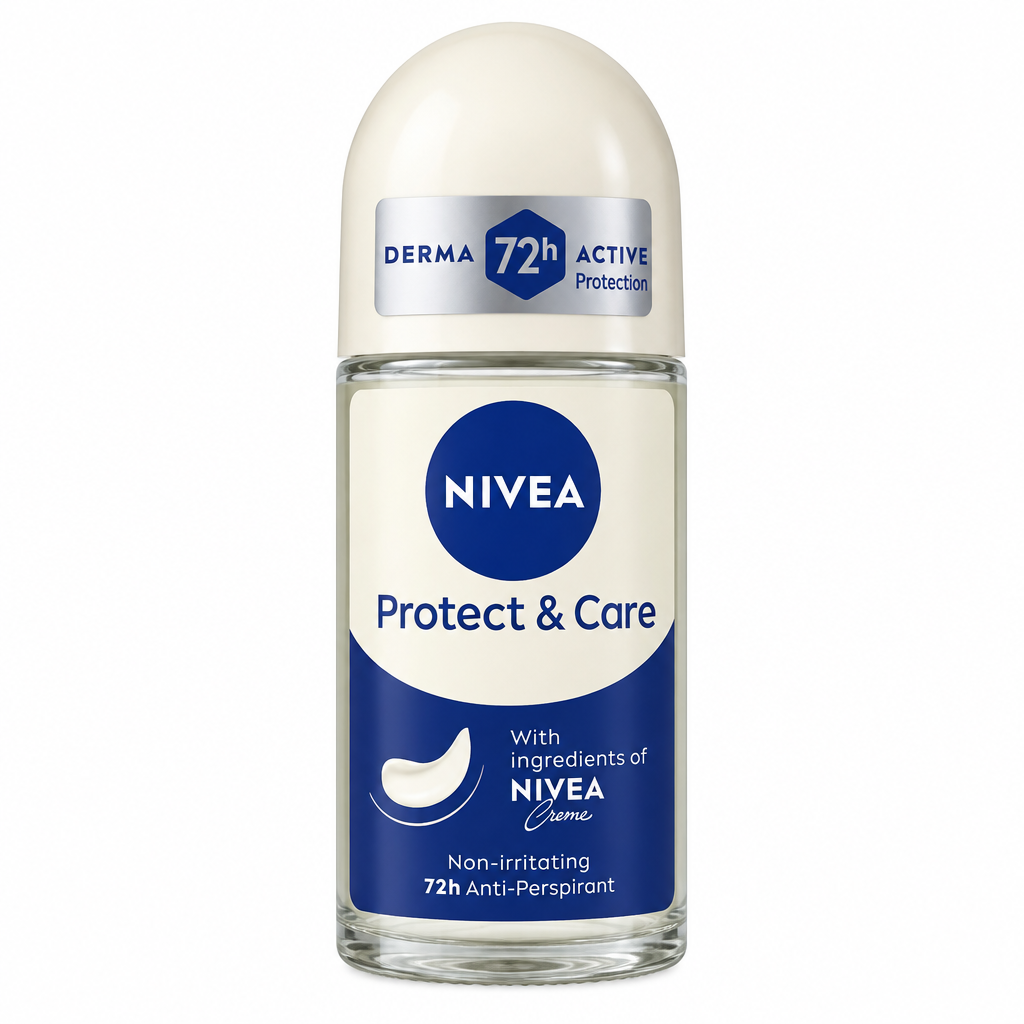 Nivea Protect and Care 72H roll-on on white background