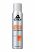 Silver adidas Intensive antiperspirant spray can, 150 ml, on a white background