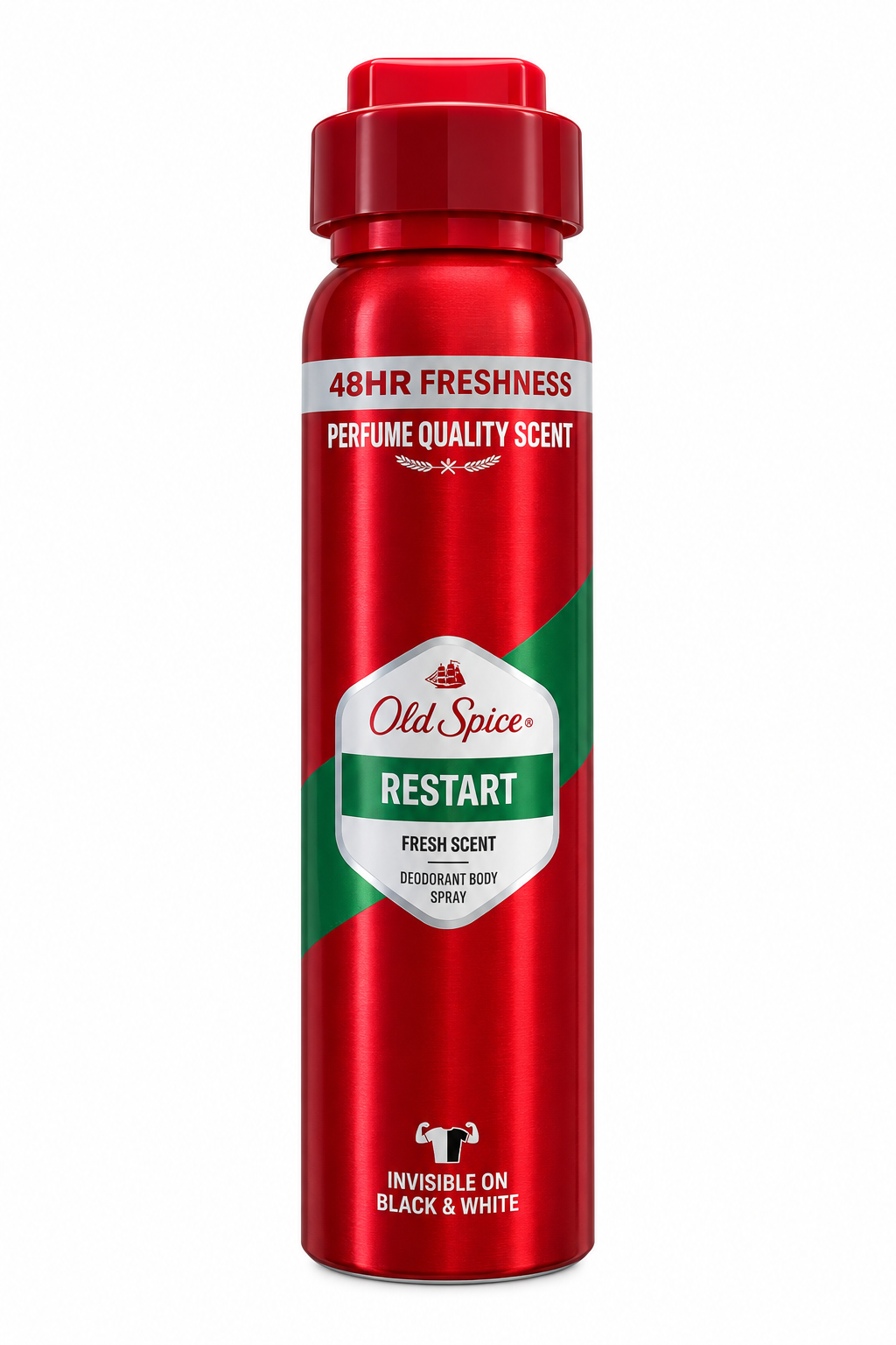 Old Spice Restart deodorant body spray can on a white background