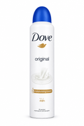 Dove Original white antiperspirant can with blue cap on white background