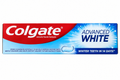 Colgate Advanced White toothpaste carton on white background without plastic wrapping