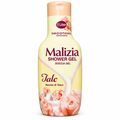 Malizia Talc shower gel 1 Liter bottle with peach cap and rose design on a white background