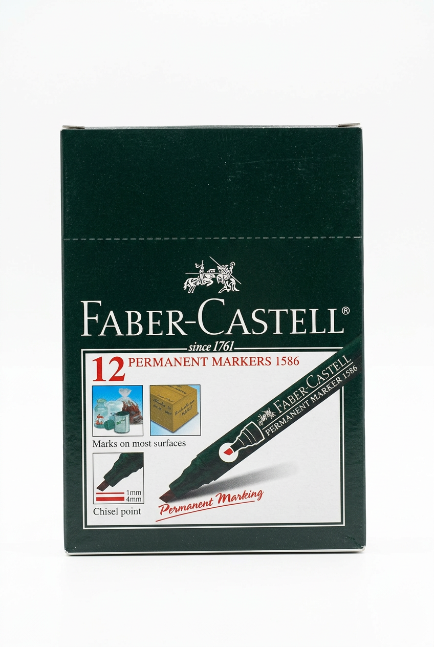 Faber-Castell 1586 Chisel Point Permanent Markers – Box of 12