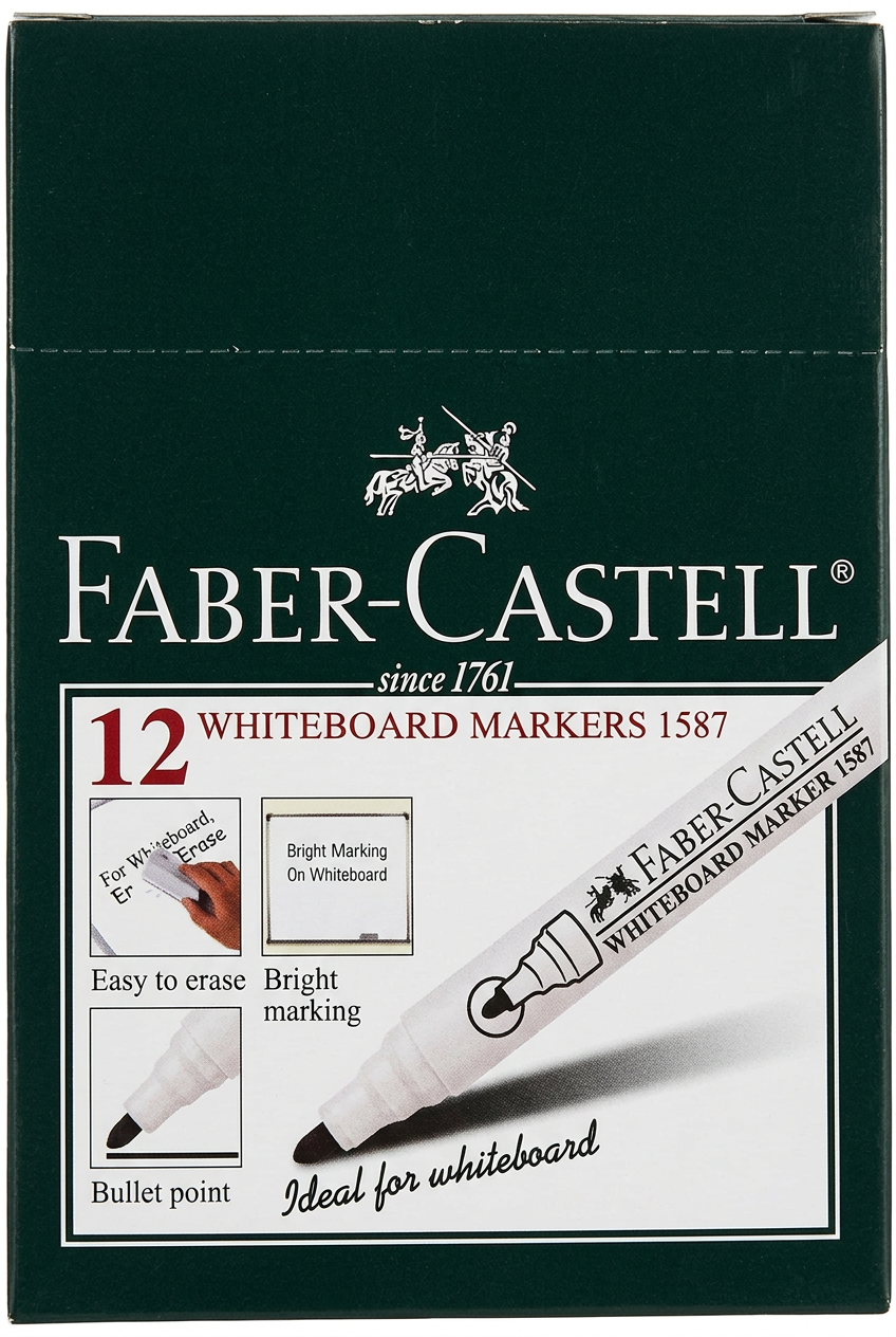Faber-Castell 1587 Whiteboard Markers – Box of 12