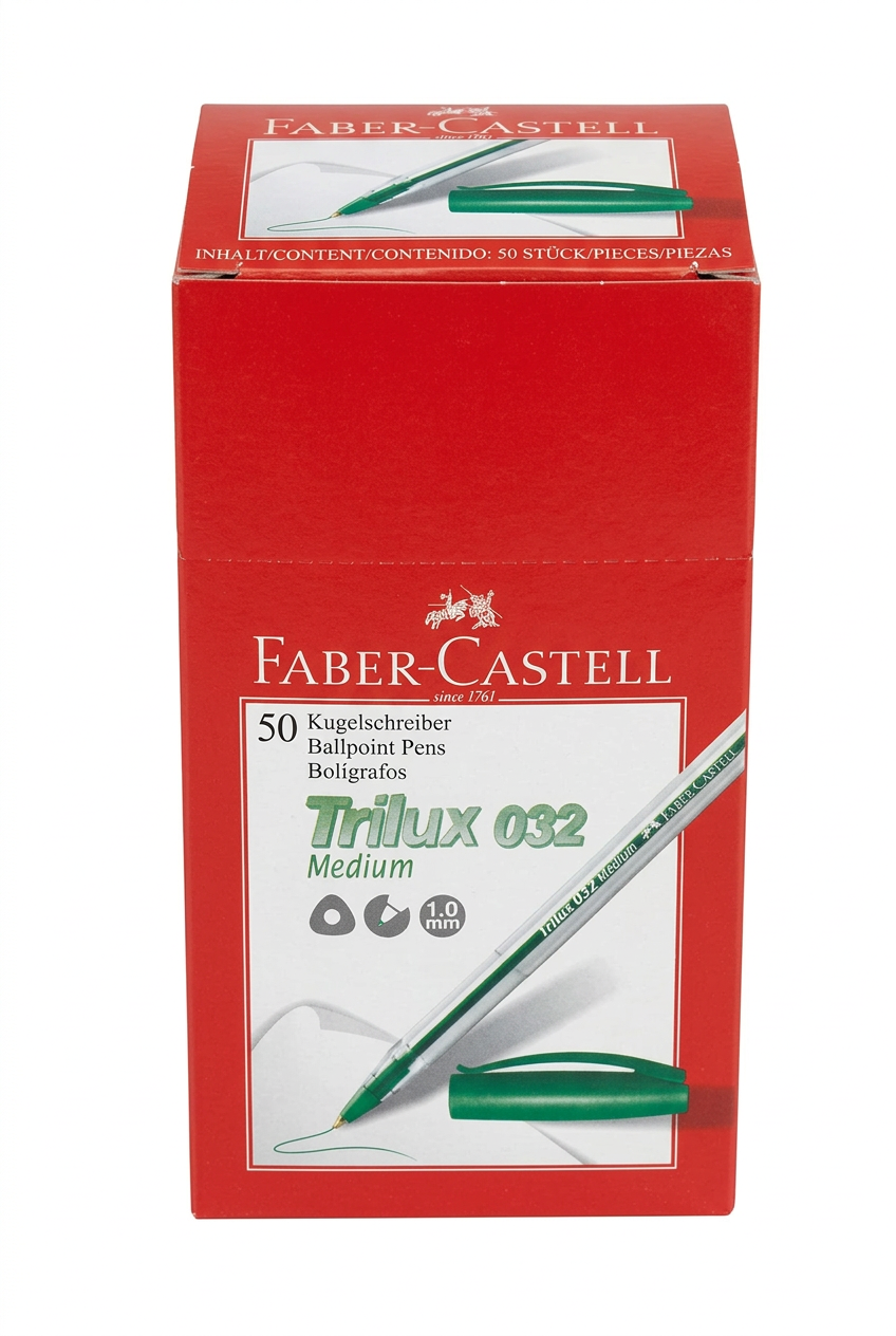 Faber-Castell Trilux 032 Medium Ballpoint Pens, 1.0 mm – Box of 50
